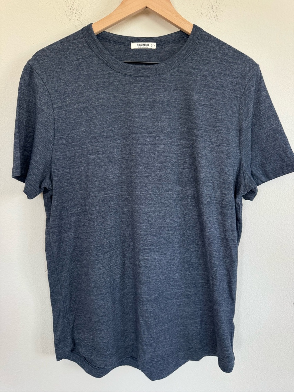 Buck Mason In Los Angeles Tri Blend Crew Neck T Shirt Heathered Blue Large